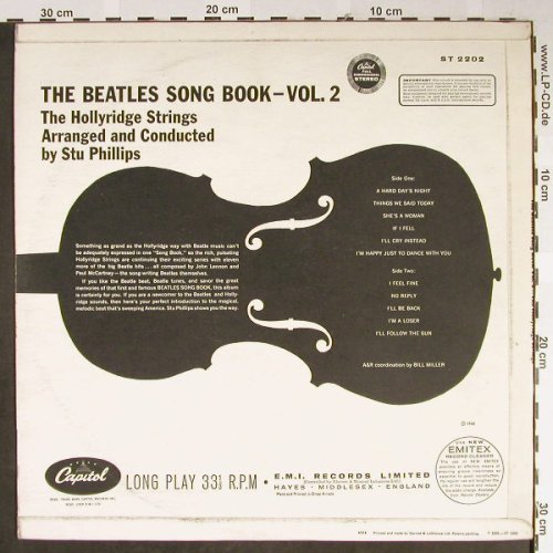 Hollyridge Strings: The Beatles Songbook, Vol.2, Capitol(ST 2202), UK, 1965 - LP - H2237 - 17,50 Euro