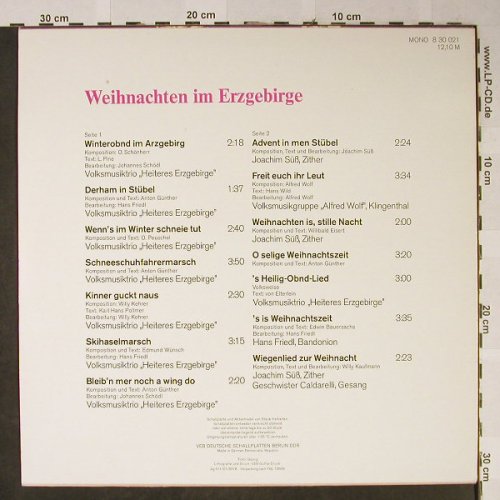 V.A.Weihnachten im Erzgebirge: Heiteres Erzgebirge...J.Süß(Zither), Eterna(8 30 021), DDR, Mono, 1980 - LP - H2401 - 6,00 Euro