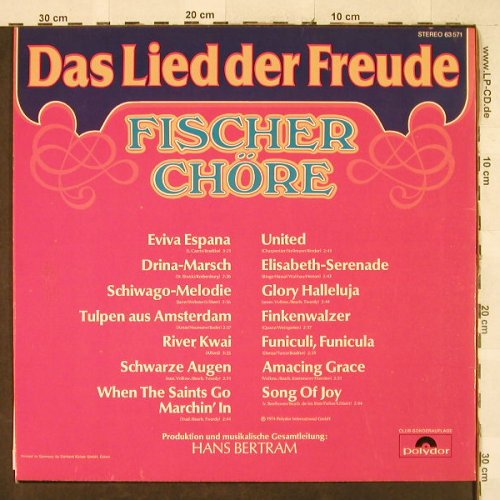 Fischer Chöre: Das Lied der Freude, Polydor, Club Ed.(63 571), D, 1974 - LP - H3203 - 7,50 Euro