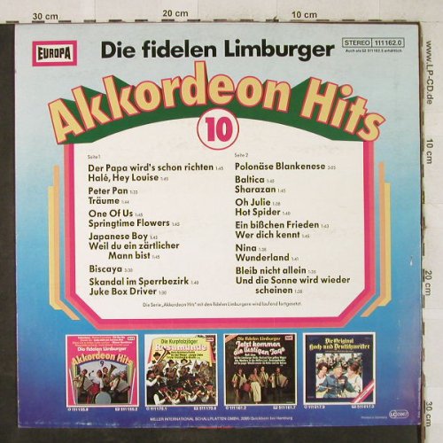 Fidelen Limburger: Akkordeon Hits 10, Europa(111 162.0), D, 1982 - LP - H3880 - 6,00 Euro