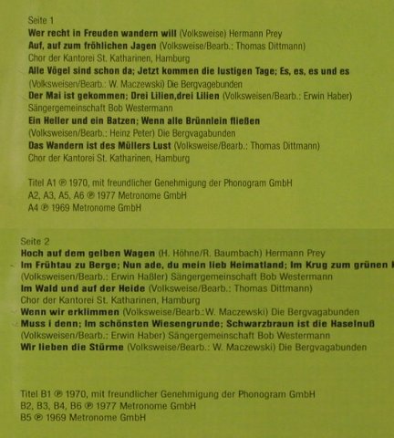 V.A.Wer recht in Freuden wandern w.: Hermann Prey,Bergvagabunden u.a., Zebra(0091.565), D,Ri, 1969 - LP - H5317 - 7,50 Euro