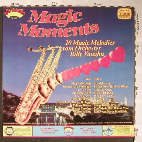 Vaughn,Billy: Magic Moments, Arcade(ADE G 86), D, 1980 - LP - H5383 - 5,00 Euro