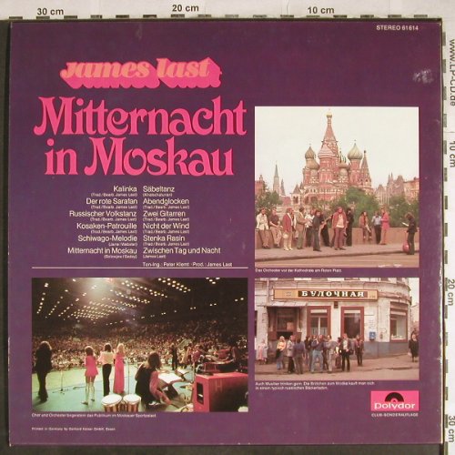 Last,James: Mitternacht in Moskau, Club Sondera, Polydor(61 614), D, 1972 - LP - H8044 - 7,50 Euro