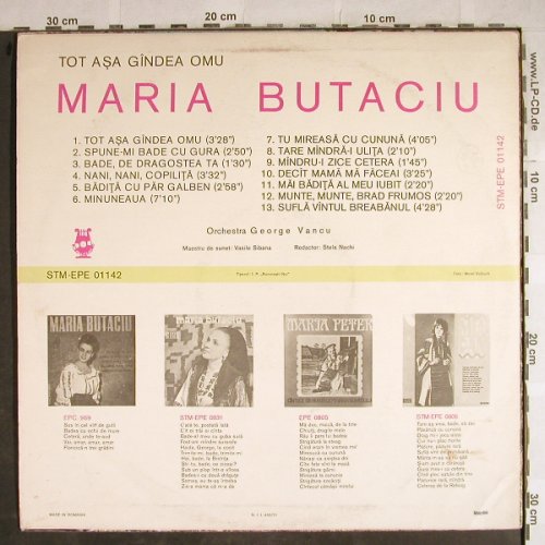 Butacio,Maria: Tot Asa Gindea Omu,Orch.G.Vancu, Electrecord(STM-EPE 01142), RO,vg+/vg+, 1971 - LP - H8690 - 7,50 Euro
