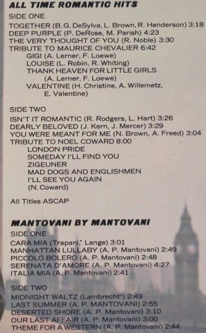Mantovani and his Orchestra: All Time Romantic Hits, London(2BP 910/11), US, 1975 - 2LP - H896 - 12,50 Euro