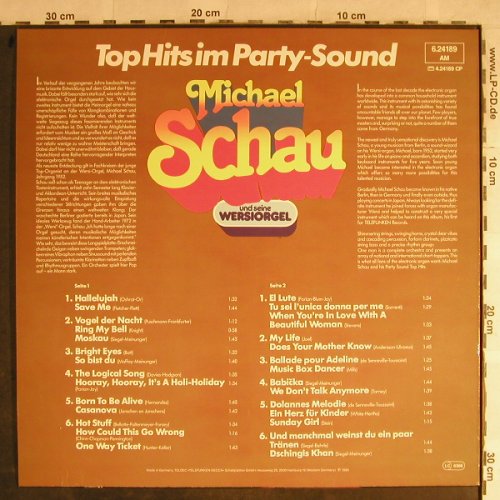 Schau,Michael: Top Hits Im Party-Sound, Telefunken(6.24189 AM), D, 1980 - LP - H9001 - 6,00 Euro