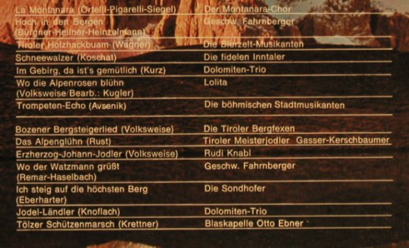 V.A.Das Lied der Berge: Montanara Chor...Blask.Otto Ebner, Karussell,Ri(635 068), D, 14Tr., 1959 - LP - H9107 - 5,00 Euro