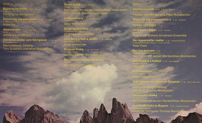 V.A.20 Lieder der Berge: Orign.Königstaler...Hilde Ott.., Ariola(87 878 GU), D, 20Tr.,  - LP - H9108 - 5,00 Euro
