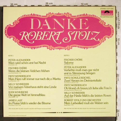 V.A.Danke Robert Stolz: Peter Alexander, J.Last...R.Stolz, Polydor(2371 592), D, Foc, 1975 - LP - H9149 - 5,00 Euro