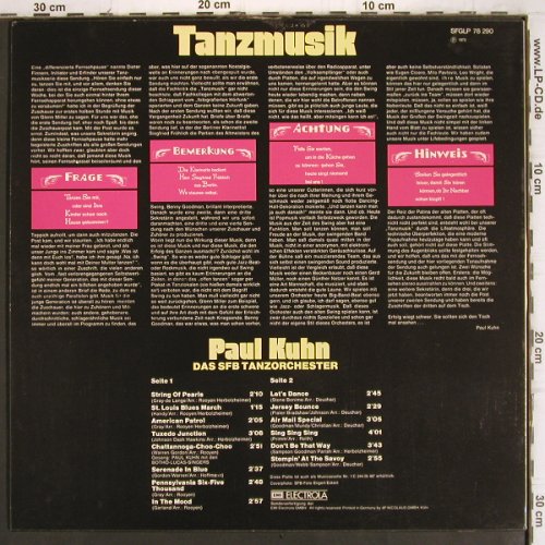 Kuhn,Paul & SFB Tanz-Orchester: Tanzmusik Heute,Foc, m /vg+, EMI Columbia (SFGLP 78 290), D,Club Ed. Typ: LP Best.-Nr.: V1018 Preis: 5,00 Euro