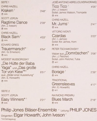 Jones,Philip - Bläserensemble: Easy Winners, Decca (6.42055 AS), D, 1979 Typ: LP Best.-Nr.: V1111 Preis: 7,50 Euro