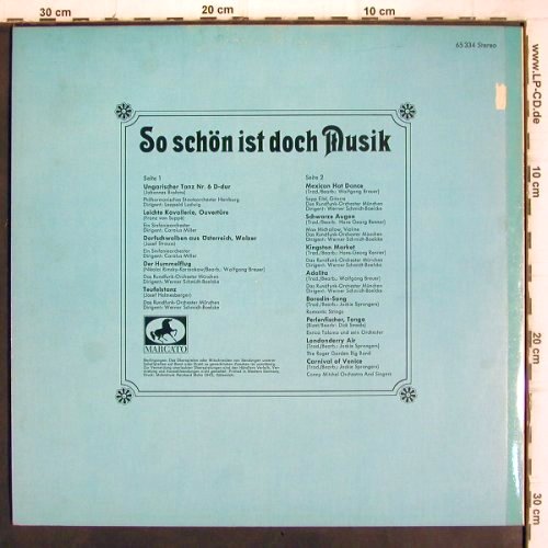 V.A.So schön ist doch Musik: Ungarischer Tanz..Carnival o.Venice, Marcato (65 334), D, 1976 Typ: LP Best.-Nr.: V1199 Preis: 6,00 Euro