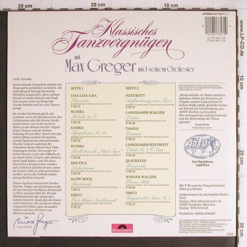 Greger,Max: Klassisches Tanzvergnügen, Polydor (817 857-1), D, 1984 Typ: LP Best.-Nr.: V1298 Preis: 6,00 Euro