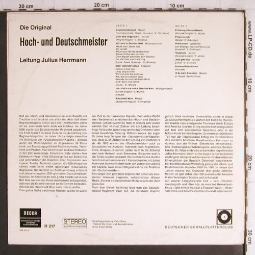 Original Hoch- und Deutschmeister: Leitung: Julius Herrmann, Decca Clubpressung(H 217), D,  - LP - V1305 - 6,00 Euro