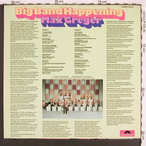Greger,Max: Big Band Happening, Polydor (2371 130), D, 1971 Typ: LP Best.-Nr.: V1310 Preis: 9,00 Euro