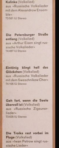 V.A.Die schönsten russ.Volkslieder: Berühmte Chöre u.Solisten... Foc, Eurodisc (75 575 XU), D Typ: LP Best.-Nr.: V1372 Preis: 6,00 Euro