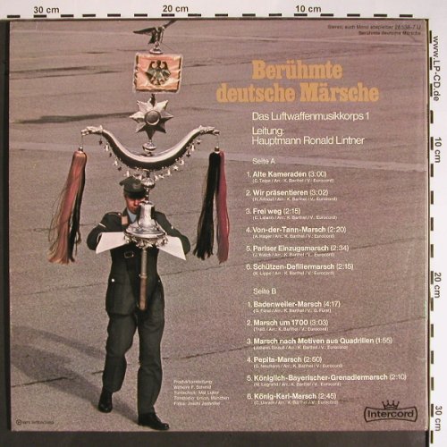 Luftwaffenmusikkorps 1: Berühmte deutsche Märsche,R.Lintner, Intercord(27 708-7), D, Foc, 1973 - LP - V1439 - 7,50 Euro