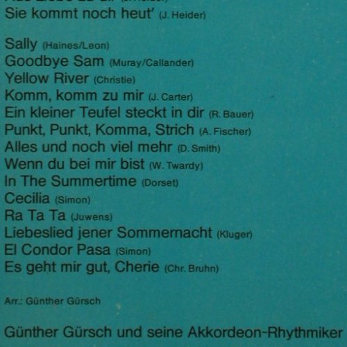 Gürsch,Günther & Akkord.Rhythmiker: Das gr.Akkordeon Schlager Potpourri, Tip (2428 020), D, Folge 6, 1970 Typ: LP Best.-Nr.: V1553 Preis: 5,00 Euro