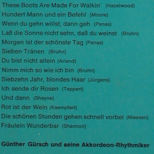 Gürsch,Günther & Akkord.Rhythmiker: Das gr.Akkordeon Schlager Potpourri, Tip (63-3057), D, Folge 2 Typ: LP Best.-Nr.: V1555 Preis: 5,00 Euro