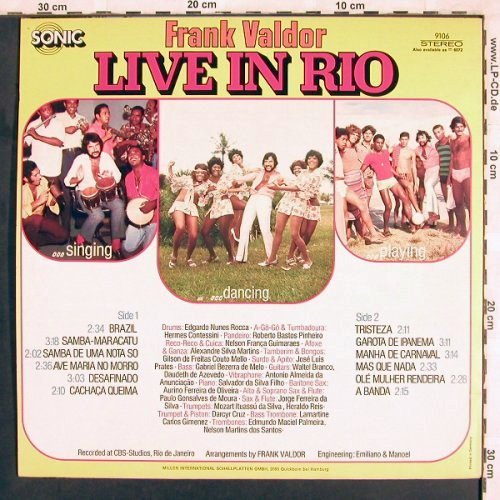 Valdor,Frank: Live in Rio, Sonic (9106), D Typ: LP Best.-Nr.: V1571 Preis: 7,50 Euro