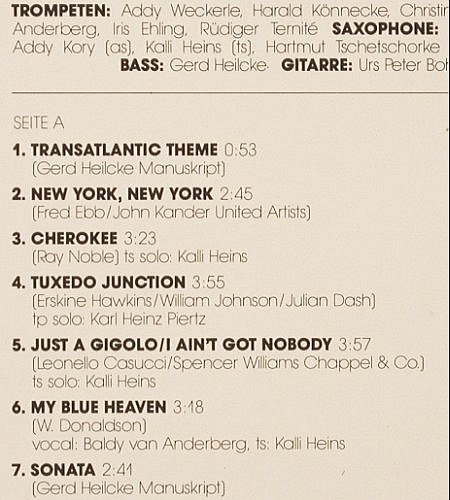 TransAtlantic Big Band: Swing Swing Swing, Teldec(66.24191-01), D, 1986 - LP - V1586 - 7,50 Euro