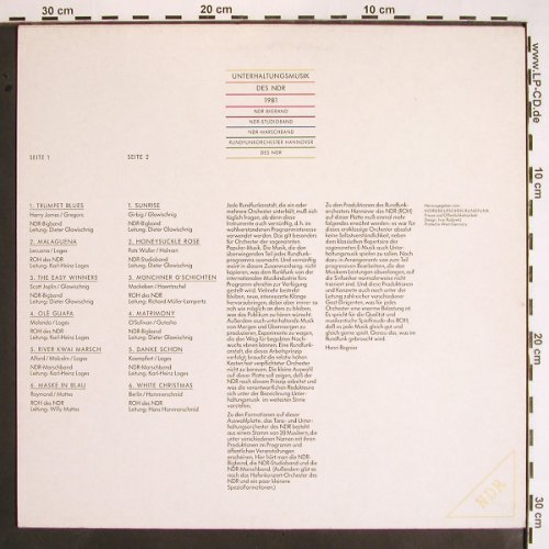 V.A.Unterhaltungsmusik des NDR 1981: Bigband,Studio,Marschband..., NDR (F 667.625), D, 1981 Typ: LP Best.-Nr.: V1593 Preis: 12,50 Euro