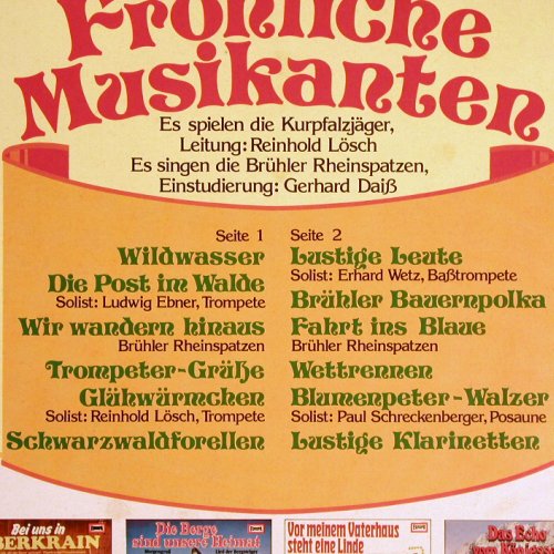 Kurpfalzjäger: Fröhliche Musikanten, Europa (111 102.7), D, 1976 Typ: LP Best.-Nr.: V1599 Preis: 5,00 Euro
