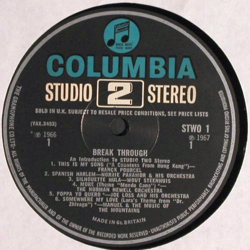 V.A.Break-Through: Franck Pourcel.. Eric Delaney, Columbia (STWO1), UK, woc, 1967 Typ: LP Best.-Nr.: V1609 Preis: 7,50 Euro