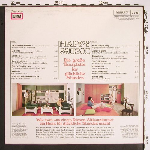 V.A.Happy Music - Die gr.Tanzplatte: für glückliche Stunden, Europa/Constanze (E 383), D Typ: LP Best.-Nr.: V1648 Preis: 6,00 Euro