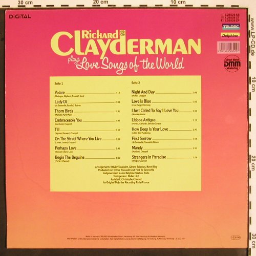 Clayderman,Richard: plays Love Songs of the World, Teldec Delphine (6.26529 AS), D, 1987 Typ: LP Best.-Nr.: V1685 Preis: 7,50 Euro