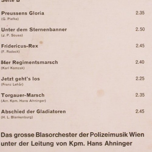 Grosses Blasorch.d.Polizeim.Wien: Ltg.: Kpm. Hans Ahninger, Elite Special (SOLPS-277), CH Typ: LP Best.-Nr.: V1703 Preis: 5,00 Euro