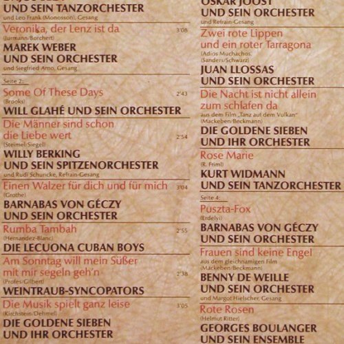 V.A.Die besten Tanzorch. von Damals: Benny de Weille... Kurt Widmann,Foc, Odeon/EMI, Mono (40 025 9), D,Club Ed. Typ: 2LP Best.-Nr.: V1764 Preis: 9,00 Euro