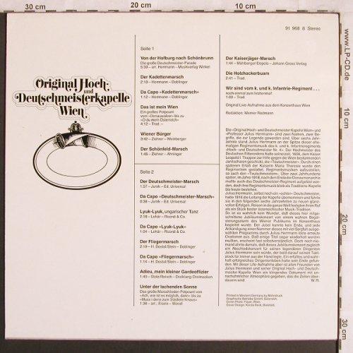 Original Hoch-und Deutschm.Kap.Wien: Jubiläums-u.Abschiedskonzert, Mercato(91 968 8), D, 1982 - LP - V1765 - 5,00 Euro