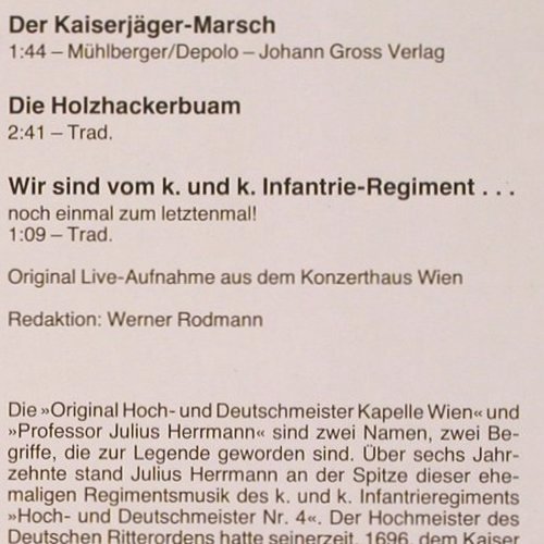 Original Hoch-und Deutschm.Kap.Wien: Jubiläums-u.Abschiedskonzert, Mercato(91 968 8), D, 1982 - LP - V1765 - 5,00 Euro