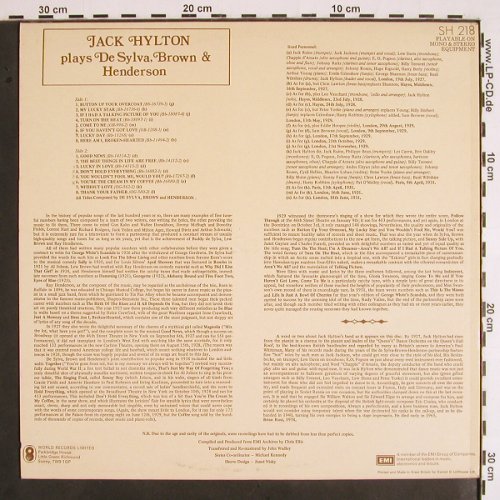Hylton,Jack  and his Orchestra: Good News!, plays de Sylva,Brown..., World Records/EMI (SH 218), UK, Mono, 1974 Typ: LP Best.-Nr.: V1838 Preis: 9,00 Euro