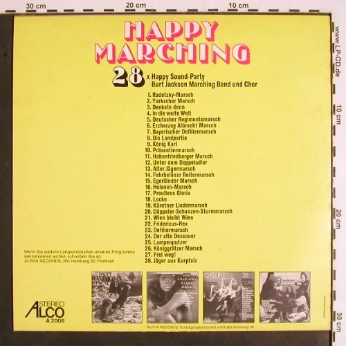 Jackson,Burt - Marching Band & Chor: Happy Marching 28xHappyPartySound, Alco (A 2008), D Typ: LP Best.-Nr.: V1846 Preis: 5,00 Euro