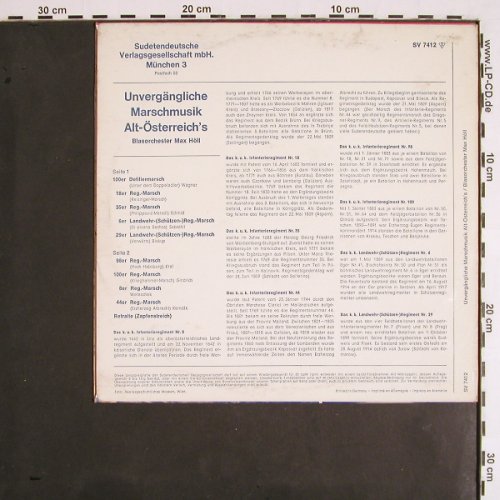 Höll,Max - Blasorchester: Alt-Österreichs,k.u.k Infanterie..., Sudetendeutsche Verlagsg (SV 7412), D, Mono Typ: 10" Best.-Nr.: V1886 Preis: 5,00 Euro