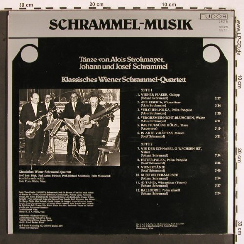 Klassisches Wiener Schrammelquartet: Schrammel-Musik für Strauss, Foc, Tudor(73016), CH, 1978 - LP - V2386 - 7,50 Euro