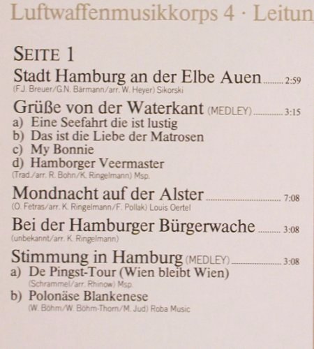 Luftwaffenmusikkorps 4: Grüsse von der Alster, Ringelmann, Phonogram Special Proj. (0647 151), D Typ: LP Best.-Nr.: V2460 Preis: 6,00 Euro