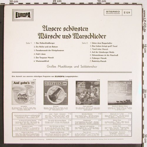 V.A.Unsere schönsten Märsche und: Marschlieder,Gr.Musikkorps/Soldaten, Europa (E 129), D Typ: LP Best.-Nr.: V2479 Preis: 5,00 Euro