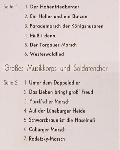 V.A.Unsere schönsten Märsche und: Marschlieder,Gr.Musikkorps/Soldaten, Europa (E 129), D Typ: LP Best.-Nr.: V2479 Preis: 5,00 Euro