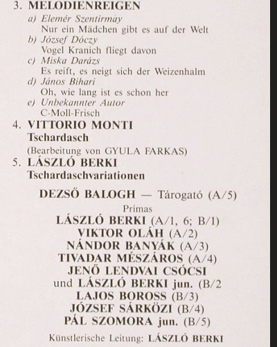 Budapest Gipsy Orchestra: Same, Laszlo Berki, Hungaroton(SLPD 10233), H, 1989 - LP - V2493 - 7,50 Euro