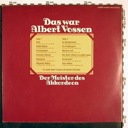 Vossen,Albert: Das war, Der Meister des Akkordeon, BASF Cornet(10 21937-2), D, 1974 - LP - V2505 - 5,00 Euro