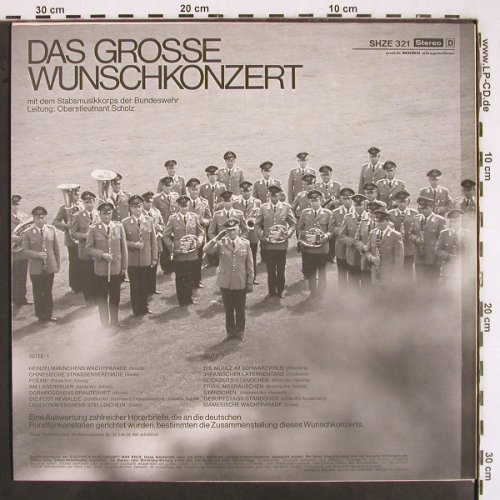 Stabsmusikkorps der Bundeswehr: Das grosse Wunschkonzert, Scholz, HörZu (SHZE 321), D Typ: LP Best.-Nr.: V2664 Preis: 7,50 Euro