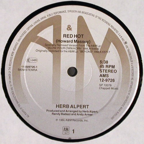 Alpert,Herb: Red Hot/Sundown Rotation, sp.rmx, AM(AMS 12-9726), NL, 1983 - 12inch - V2692 - 4,00 Euro