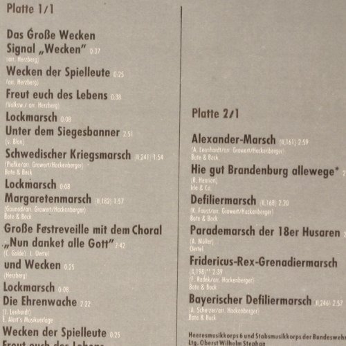 V.A.Großes Wecken Serenade u.: großer Zapfenstreich, Armeemärsche, Philips,Musterplatten (6623 042), D Typ: 2LP Best.-Nr.: V2731 Preis: 6,00 Euro