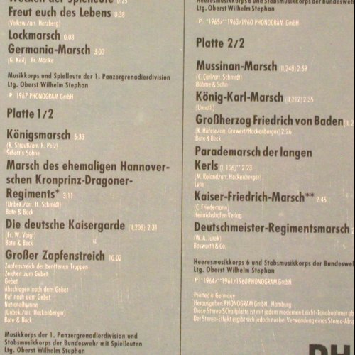 V.A.Großes Wecken Serenade u.: großer Zapfenstreich, Armeemärsche, Philips,Musterplatten (6623 042), D Typ: 2LP Best.-Nr.: V2731 Preis: 6,00 Euro