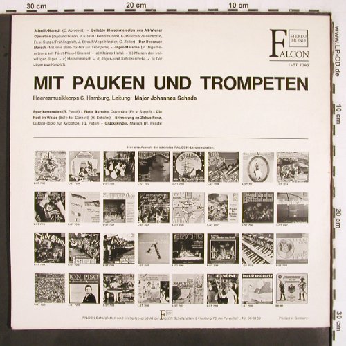 Heeresmusikkorps 6 Hamburg: Mit Pauken und Trompeten, Falcon (L-ST 7046), D Typ: LP Best.-Nr.: V2955 Preis: 6,00 Euro