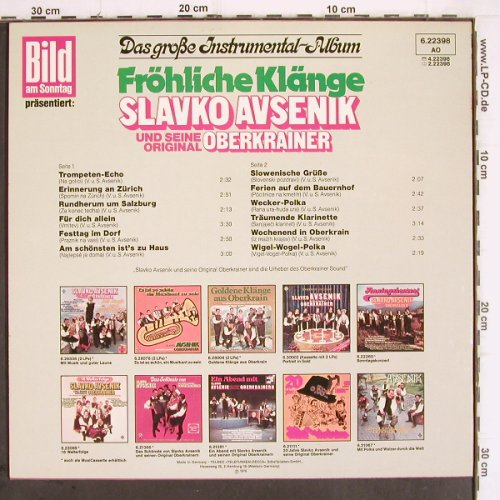 Avsenik,Slavko & Orig.Oberkrainer: Fröhliche Klänge gr.Instrum.-Album, Telefunken (6.22398 AO), D, 1976 Typ: LP Best.-Nr.: V336 Preis: 5,00 Euro