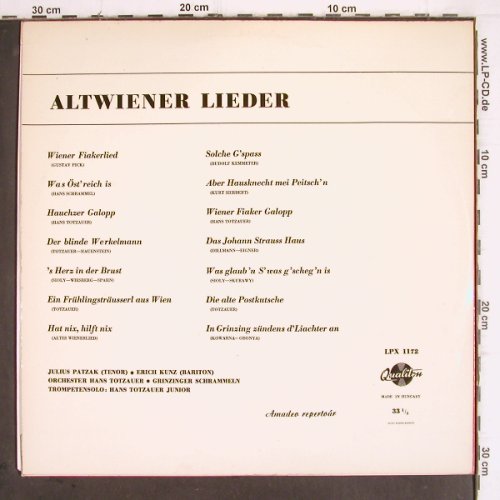 V.A.Altwiener Lieder: Julius Patzak, Erich Kunz...., Qualiton(LPX 1172), H, 1964 - LP - V368 - 9,00 Euro